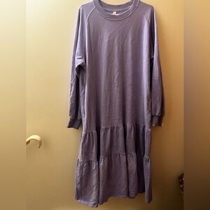 NAP Purple Long Sweatshirt Tiered Dress